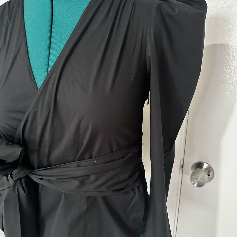 Zara Charcoal Wrap Blouse